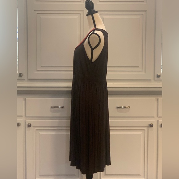 Madison Cinched Waist Halter Beaded Neck Midi Dress Brown Size Large - Picture 5 of 11